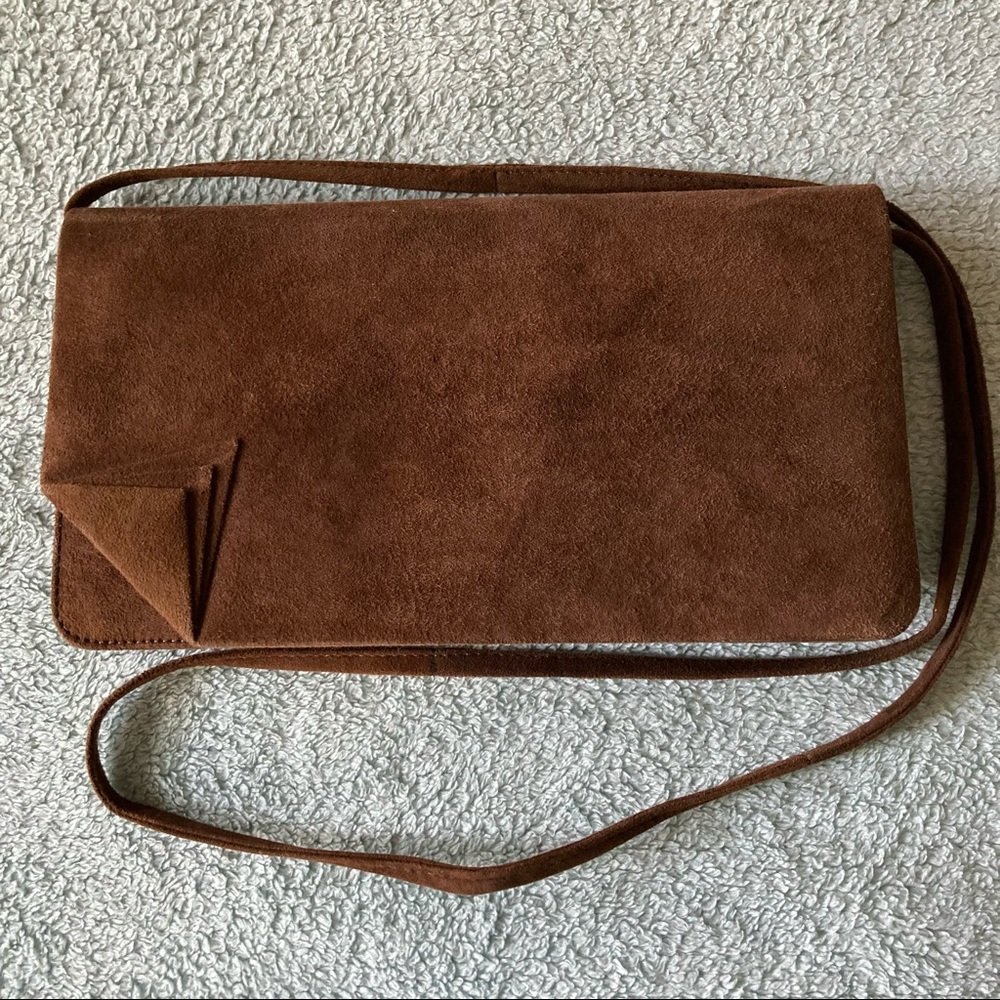 EUC Authentic 1970s/80s Vintage/Retro Brown Suede Leather Purse, Slim/Sleek